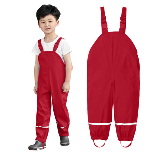 Toddler Kids Boys Girls Rain Dungarees Waterproof Windproof Rain Trousers Pants - Picture 13 of 21