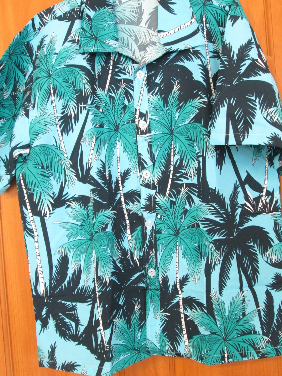 Men'S XL Palm Trees Hawaiian Shirt Green/Blue/Black NEW | eBay