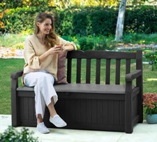 Box Deck Outdoor Storage 70 Gallon Patio Resin Garden Waterproof Bench Seat