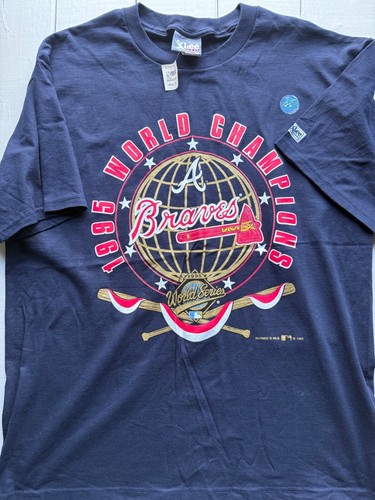 1995 Atlanta Braves World Champs T-Shirt XL TEE WITH-TAGS VTG Tee OLD-STOCK - Picture 2 of 6