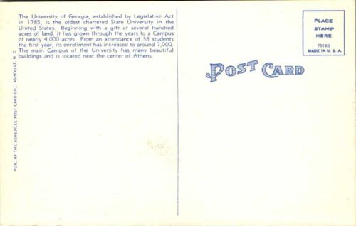 Leinen Postkarte Kapelle Universität von Georgia Athen GA UNP - Bild 2 von 2
