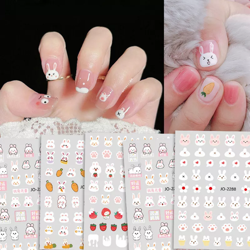 Cute Nail Sticker Children Nail Decoration Rabbit Nail Decals Nail