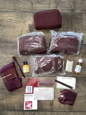 Lot Of 4 Vintage United Airlines Maroon Amenity Kit Travel Bag Pouch Toiletry Bu