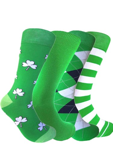 Calcetines altos para media pantorrilla y rodilla verdes irlandeses del día de San Patricio de varios patrones - Imagen 27 de 40