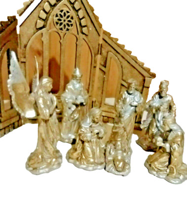 Gold Gilde Dept 56 Nativity Set of 8 Collectable Christmas  Retired