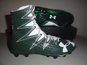 green and white under armour football cleats
