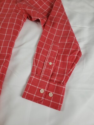 Men's Banana Republic Pink Checks Shirt Medium Linen Blend Long