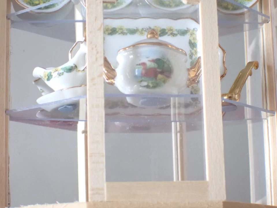 Casa de muñecas escala 1/12 Reutter Duck & Rose servicios de cena en madera desnuda (P112) Foto 4 de 4