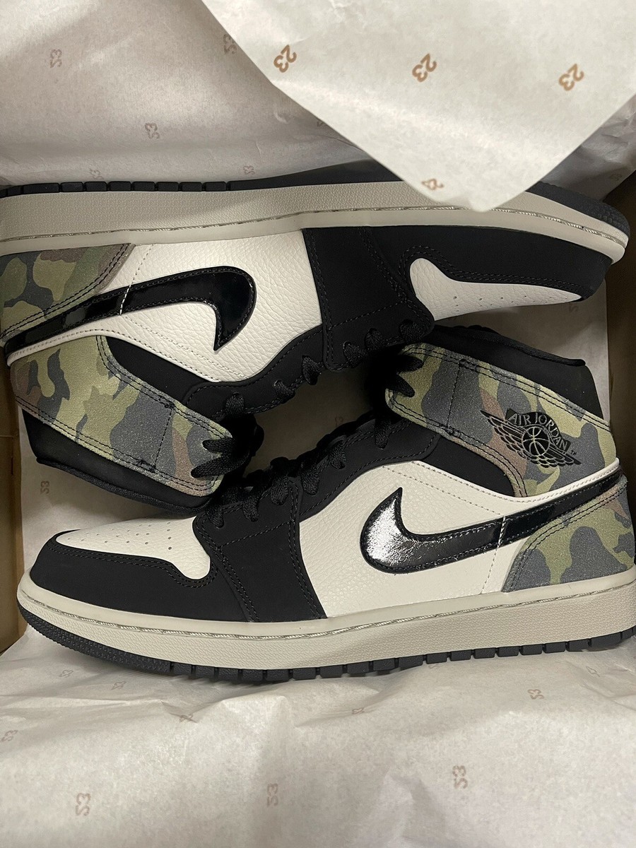 Nike Air Jordan Mid SE Light Bone Black Camo Men's Size