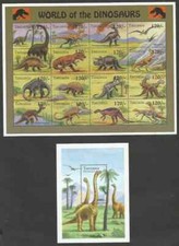 DINOS PREHISTÓRICOS - TANZANIA, YV # 1600/15 + BL 241, JUEGO COMPLETO, MNH
