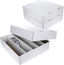 3 Pcs 5000 Count Card Storage Boxes for Trading and Gaming Cards White Cardboard
