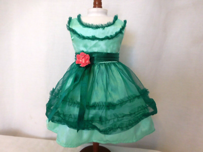 American Girl Doll Maryellen Birthday Dress Green Fancy Ruffle Tulle Pink  Flower | eBay