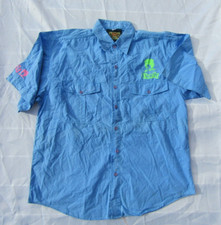 Vintage Men's Rough Trade shirt - Blue Cotton short sleeve - Size UK L