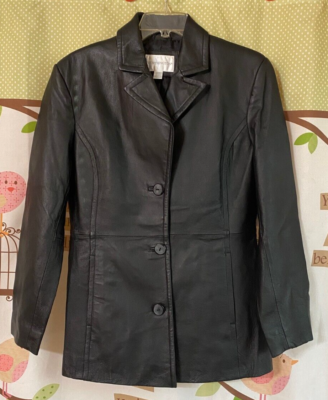 Women's Worthington Black Genuine Leather Jacket, Medium | eBay