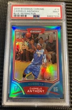 2008 BOWMAN CHROME CARMELO ANTHONY #15 BLUE REFRACTOR 24/99 PSA 9 🔥POP 3 🔥