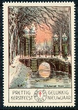 PAYS BAS ERINNOPHILIE TIMBRE VIGNETTE PRETTIG GELUKKIG KERSTFEEST NIEUWJAAR 1949