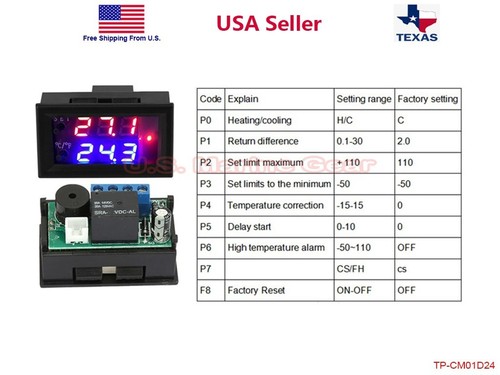 12V Digital LED Microcomputer Thermostat Controller Switch Temperature Sensor DC - Picture 4 of 8