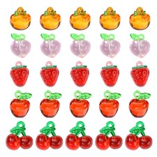 30pcs Fruit Acrylic Pendants 3D Resin Fruit Charms for DIY Craft Jewelry Making