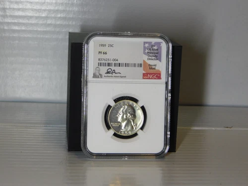 1959 Washington Quarter Proof NGC PF 66, D.Motl, Principal Deputy Director Label