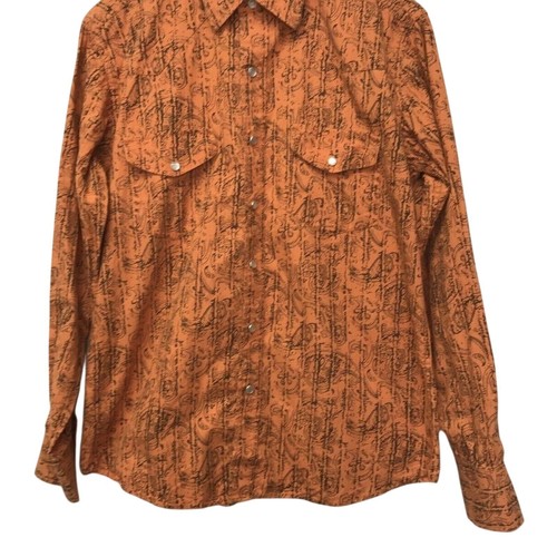 Ransom Ranch Top Womens Medium Orange Black - Picture 4 of 9