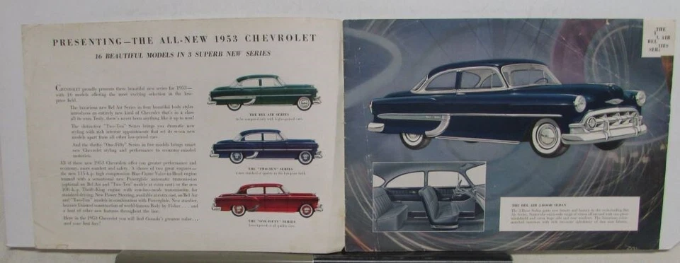 Chevrolet Bel Air 1953 Two Ten One Fifty Series Prestige folleto de ventas canadiense Foto 2 de 4