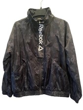 Reebok Ladies Mesh Lined Printed Black Track Jacket Size L