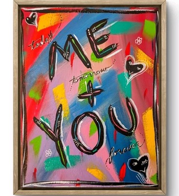 Me Plus You 11x14 Canvas Original Art Expressionism Abstract Love Wedding Gift