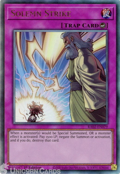 RA02-EN079 Solemn Strike : Ultimate Rare 1st Edition YuGiOh Card