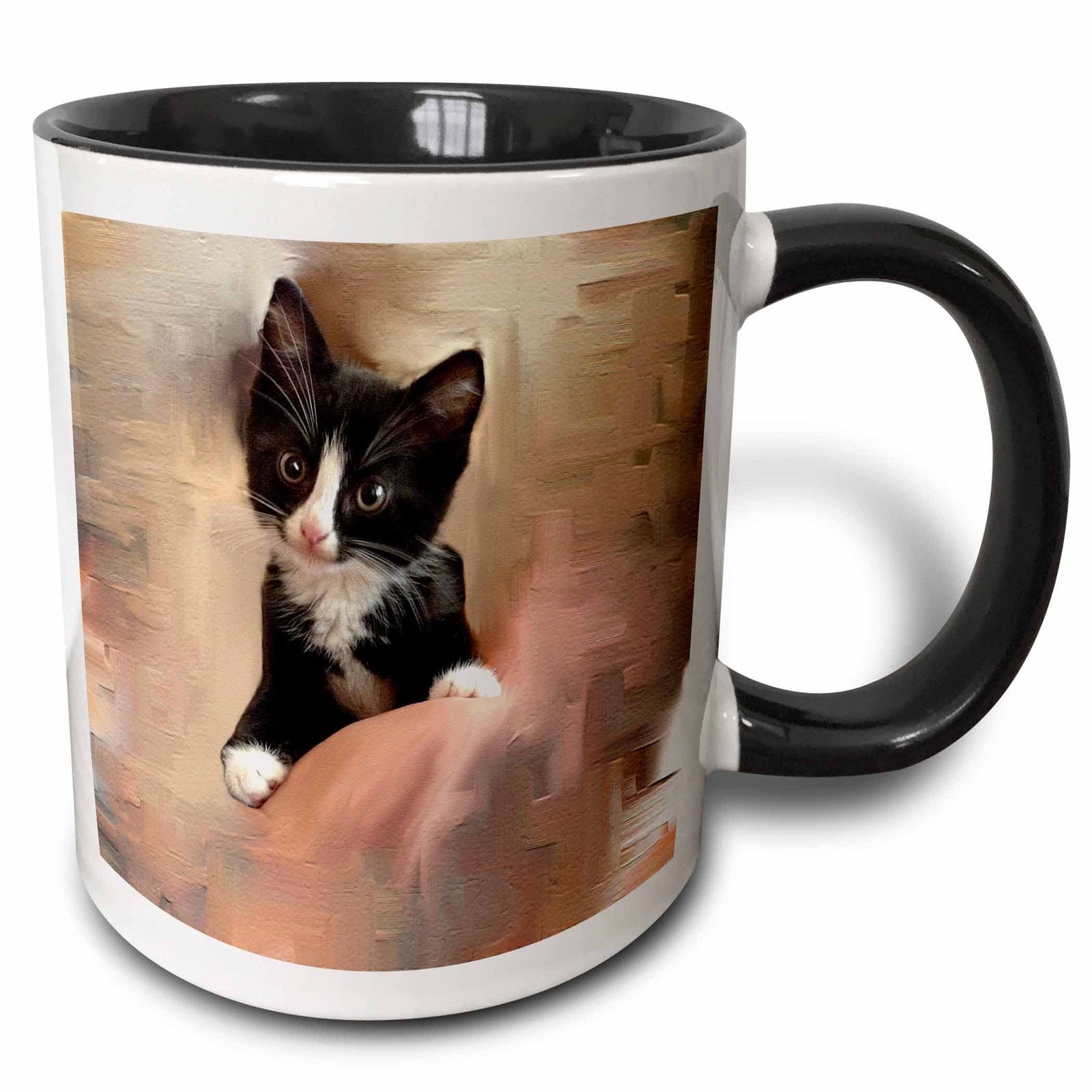 3dRose Tuxedo Kitten Mug, 11 oz, Black