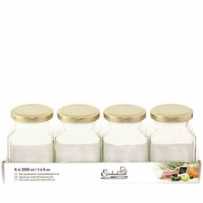 Quadratglas 4x200ml + Tappo a Vite Vetro Barattolo Vasetto di Marmellata