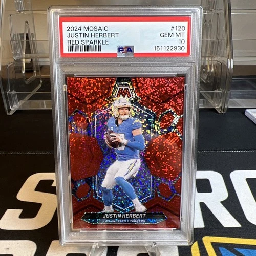 2024 Panini Mosaic Justin Herbert #120 Red Sparkle Prizm SP POP 1 PSA 10🔥