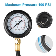 100PSI Fuel Injection Pressure Tester Gauge with 3 Quick Connectors Set for Cars
