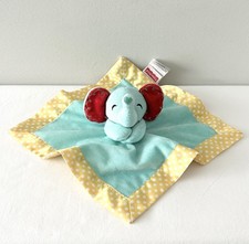 Fisher Price Elephant Security Blanket Baby Lovey Plush Aqua Yellow Polka Dots