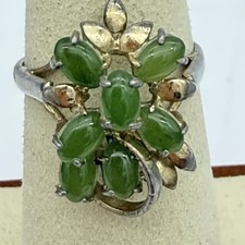 Vintage chrysoprase ring Green Cluster Floral Victorian Revival Estate Read