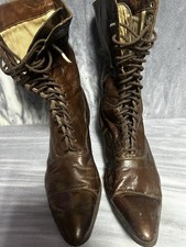 Victorian Era Woman  s Shoes-brown Leather-antique