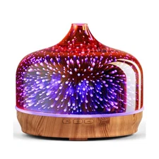 Porseme 500ml Essential Oil Diffuser 3D Glass Aromatherapy Ultrasonic Humidif...