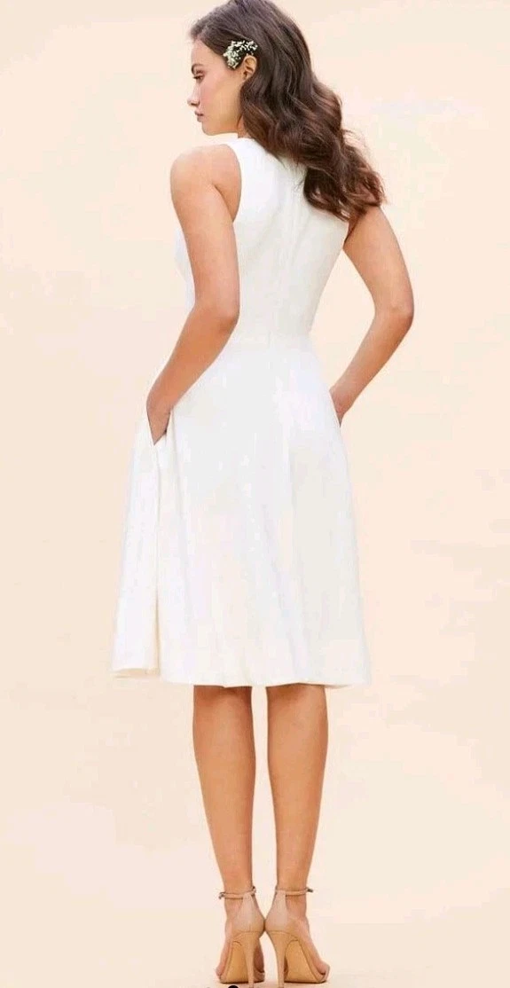 OFF WHITE ABITO LA POPOLAZIONE Abito da cocktail donna bianco sporco Catalina aderente e svasato S