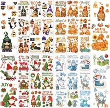 36 Sheets Window Clings Set Festive Stickers for Halloween Thanksgiving Christma