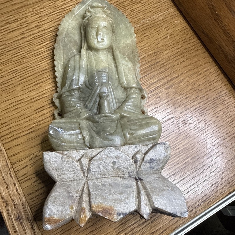 Antique Buddha Soapstone Carving Chinese Sculpture - slight wear. Heavy 