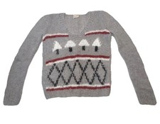 VTG Womens Wool Blend Hand Knit V Neck Sweater S/M Gregory Full Made in Italy