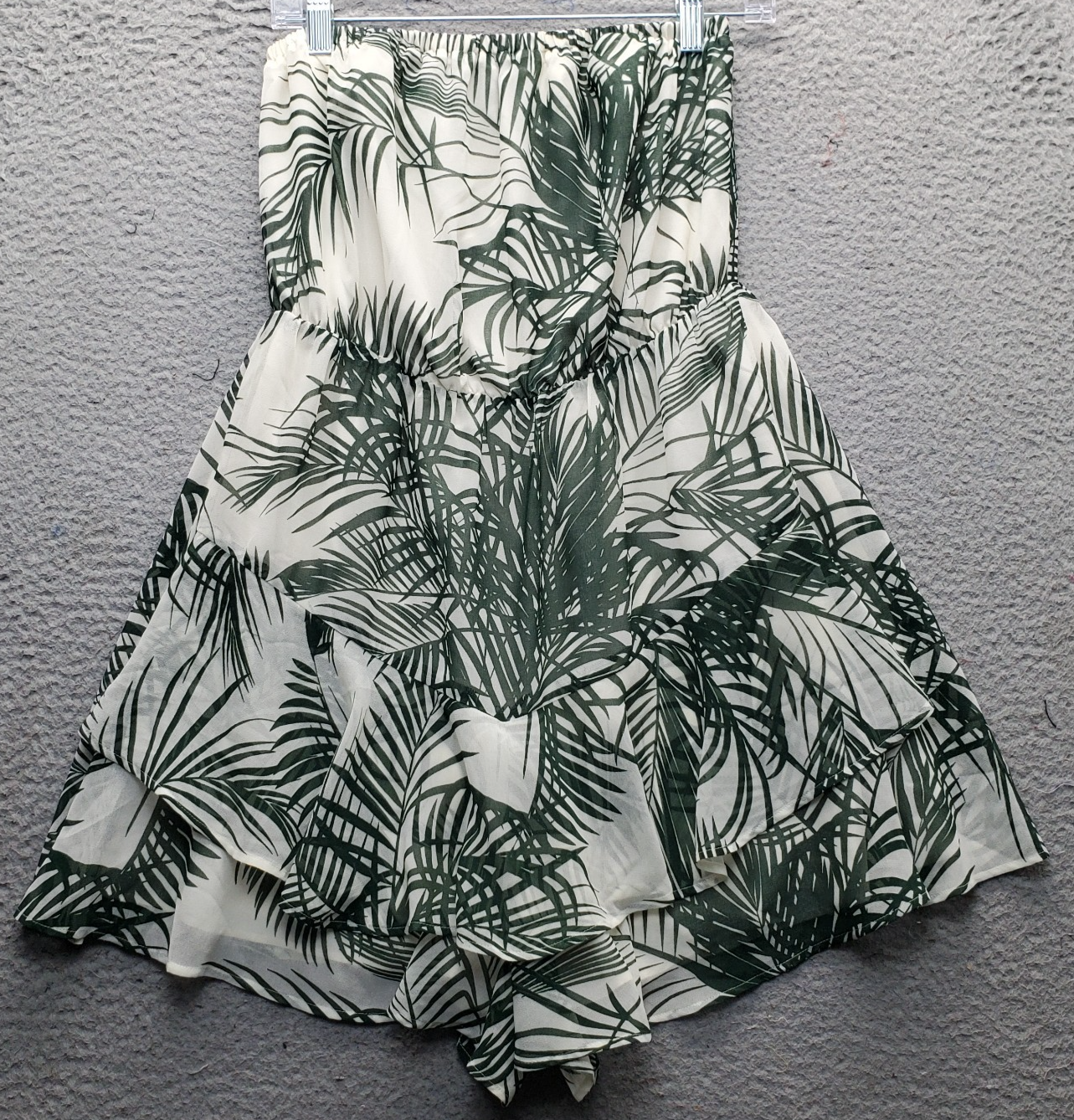 Express Romper Womens Medium Multi Leaf Print Elastic Around Off-The-Shoulder-image