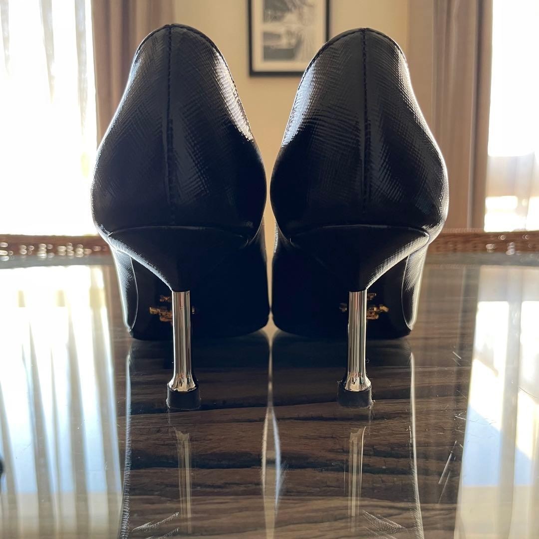 PRADA Shoes Pumps Heel EU 36.0 US 6.0 Leather Black Used Authentic From Japan thumbnail 4