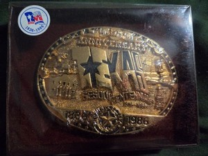 Boucle De Ceinture Émaillée Vintage Texas Sesquicentennial - Style Cowboy Western