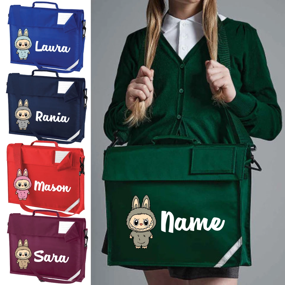 UT CUSTOM WEAR Personalised LABUBU Junior Book Bag Custom Name Kids Back to School Folder Bag