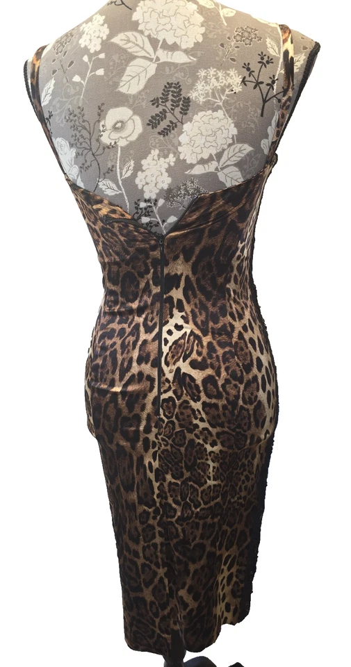 Dina BAR-EL СЕКСУАЛЬНЫЙ леопард тела con, эластичной с ремешками атласное кружево новый с Ярлыками $595 ВИНТАЖНЫЙ - Изображение 3 из 4