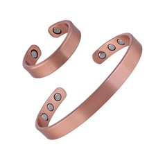 Pure Copper Magnetic Bracelet Ring Set - Arthritis Pain Therapy Dome Cuff Ring