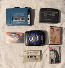 Vintage Cassette Player Lot Sony Walkman Aiwa GE  Tapes Untested