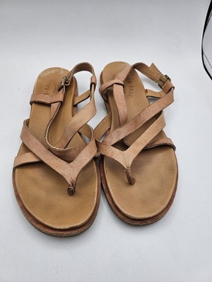 Kork-Ease Yarbrough Women's Thong Strappy Sandals Light Brown Leather, Size 8