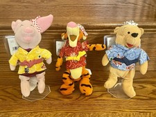 RARE Disney Tokyo Japan Set 3 Bean Bag Japanese Kimono Plush Pooh Tigger Piglet
