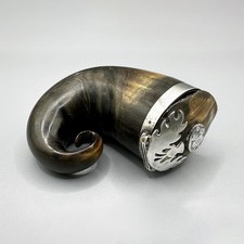 GEORGIAN SCOTTISH THISTLE SILVER MOUNTED RAMS HORN SNUFF MULL c1820